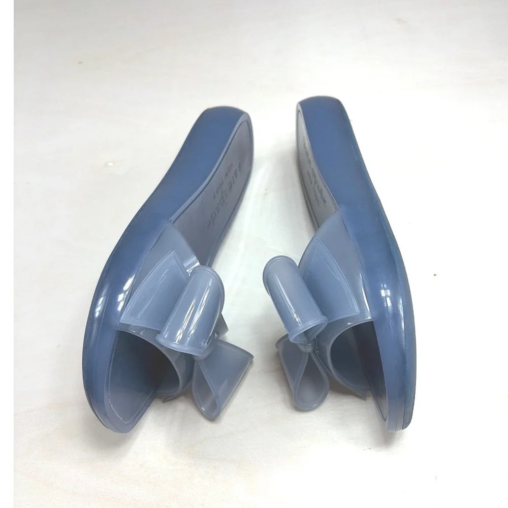 Kate Spade New York Blue Jelly Slide Sandals with Bow Detail Size 8